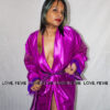 Amethyst Plume Satin Robe