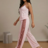 Blush Satin Lace-Trim Set
