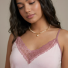 Blush Satin Lace-Trim Set