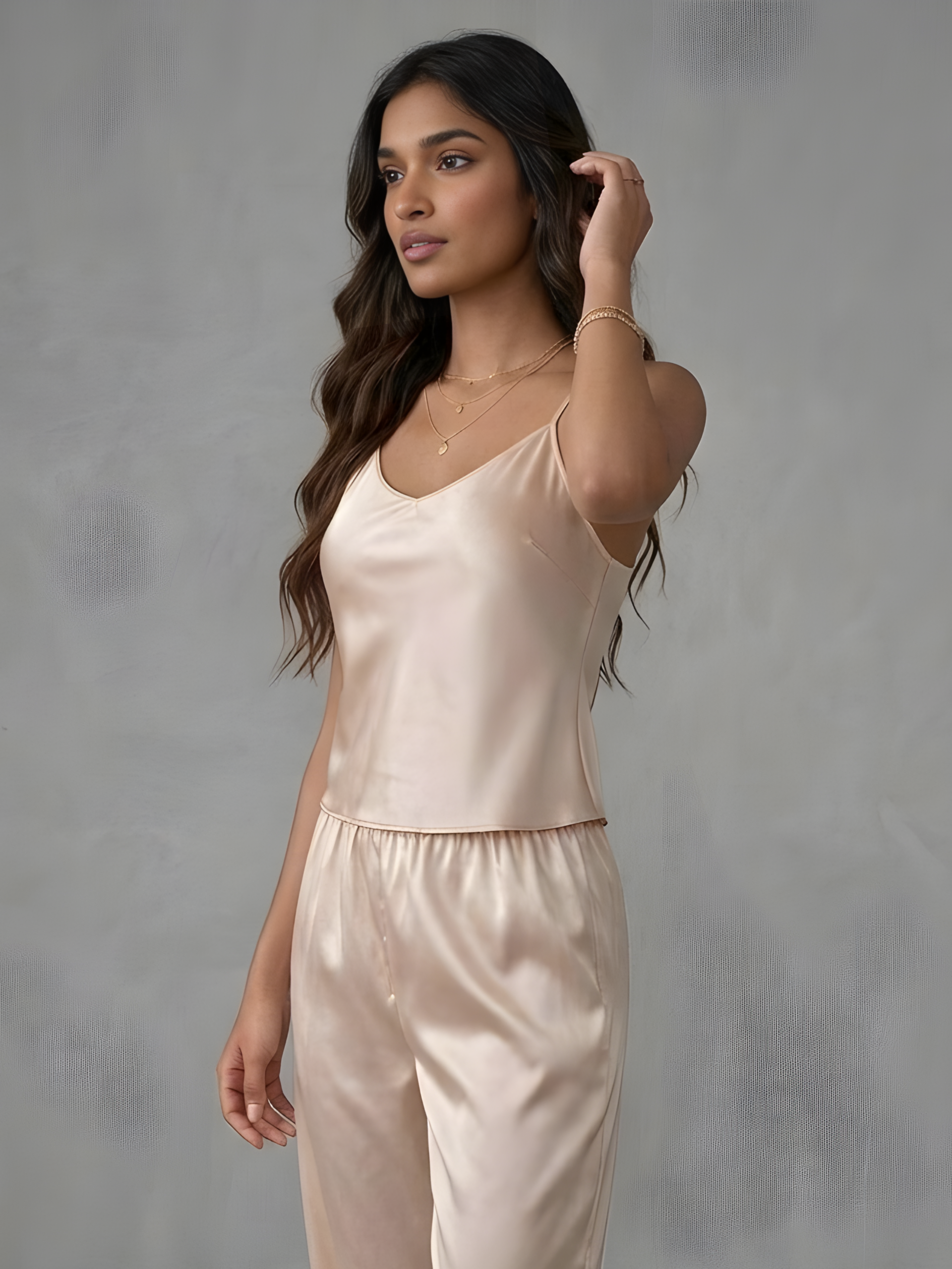 Champagne Satin Lounge Set