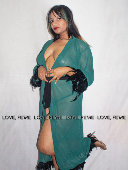 Emerald Plume Maxi Robe