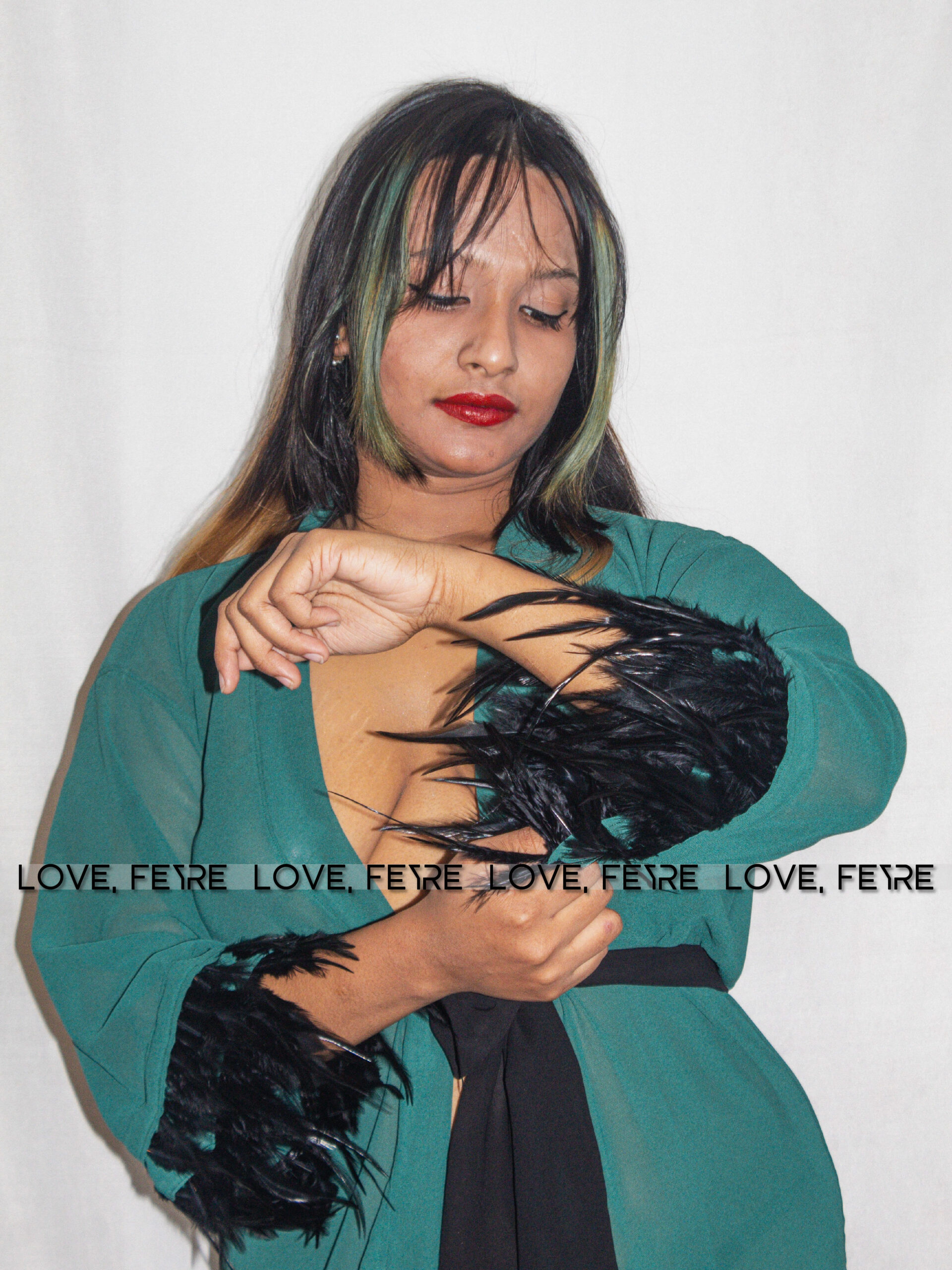 Emerald Plume Maxi Robe