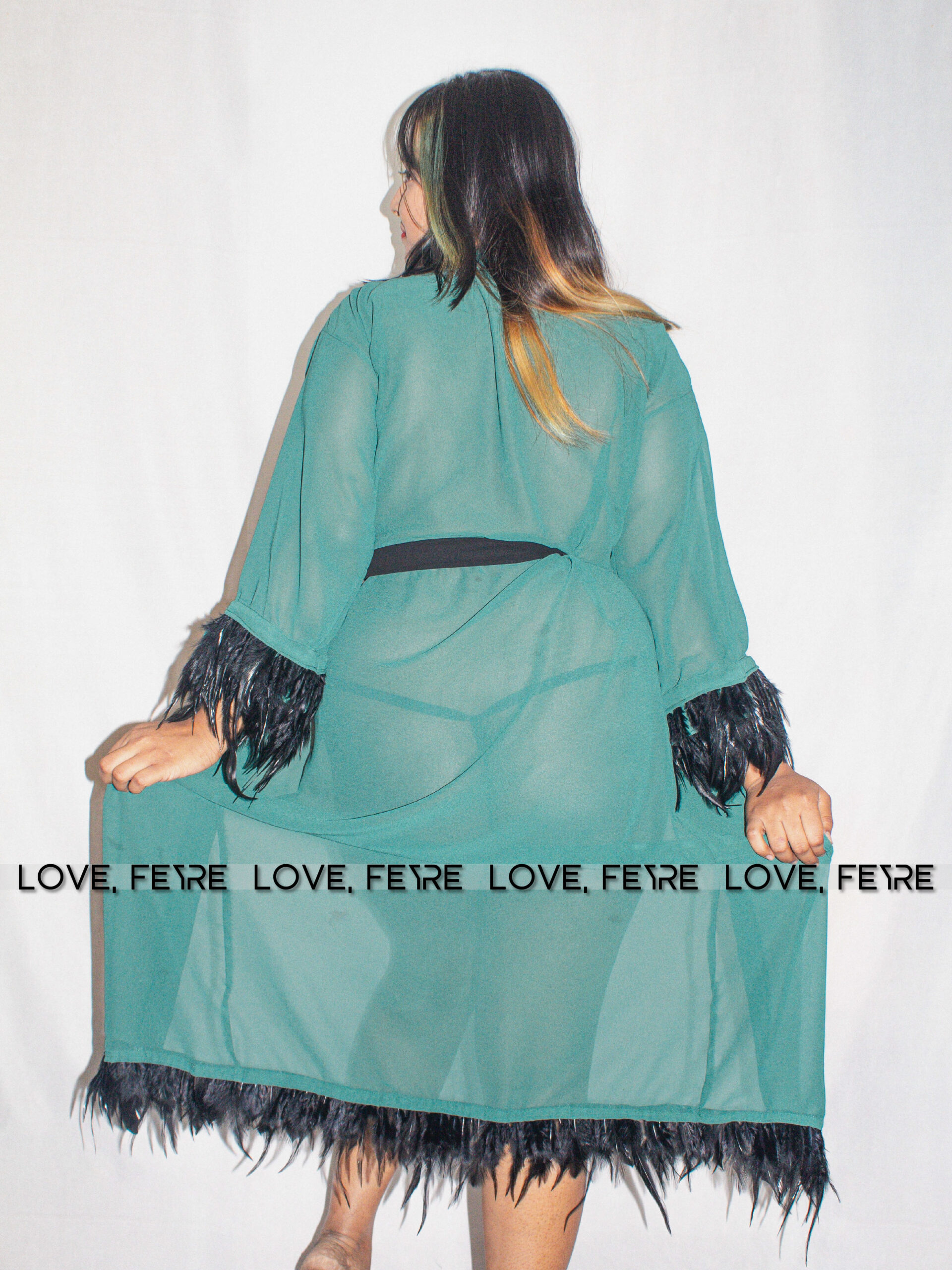 Emerald Plume Maxi Robe