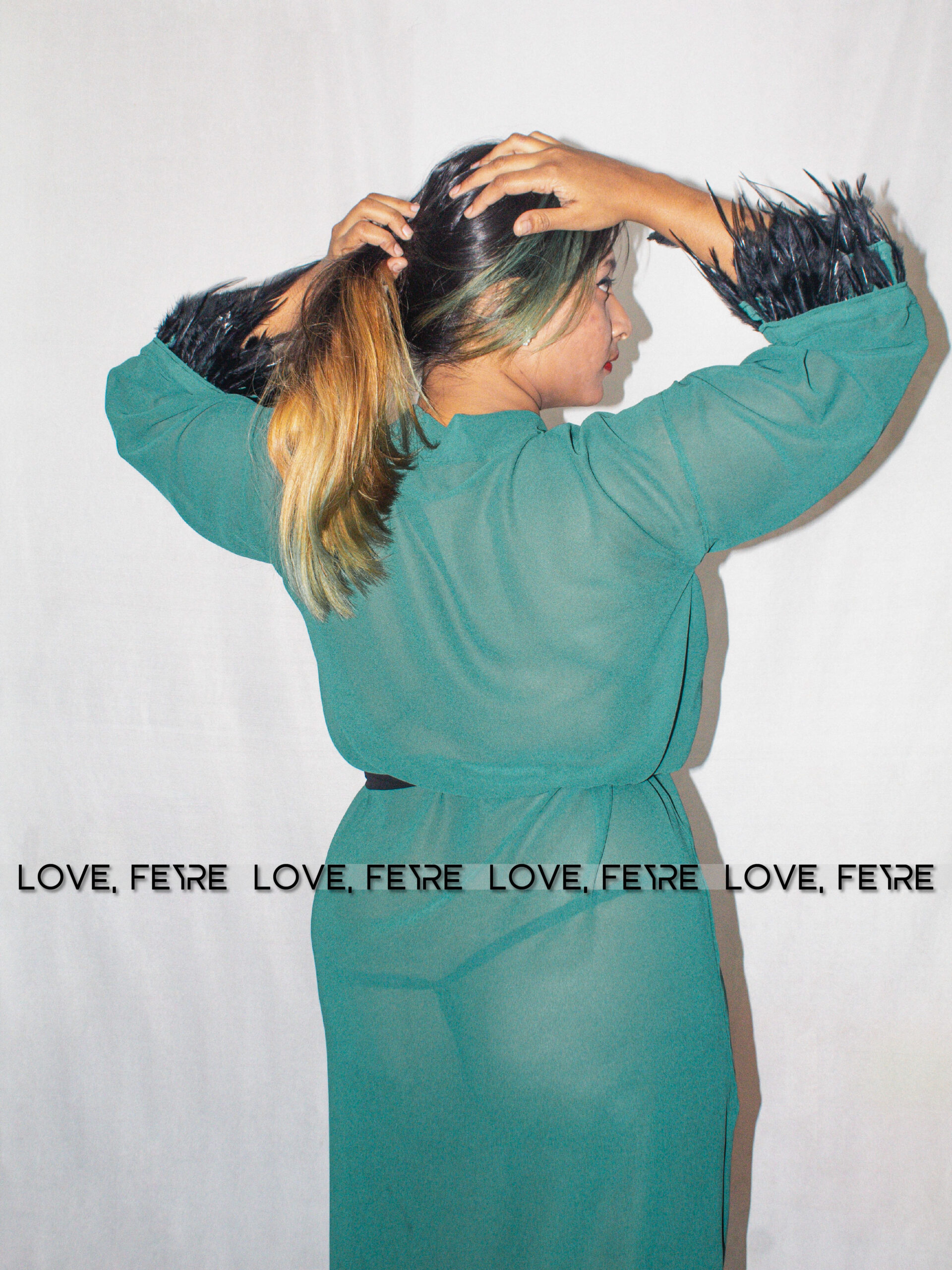 Emerald Plume Maxi Robe