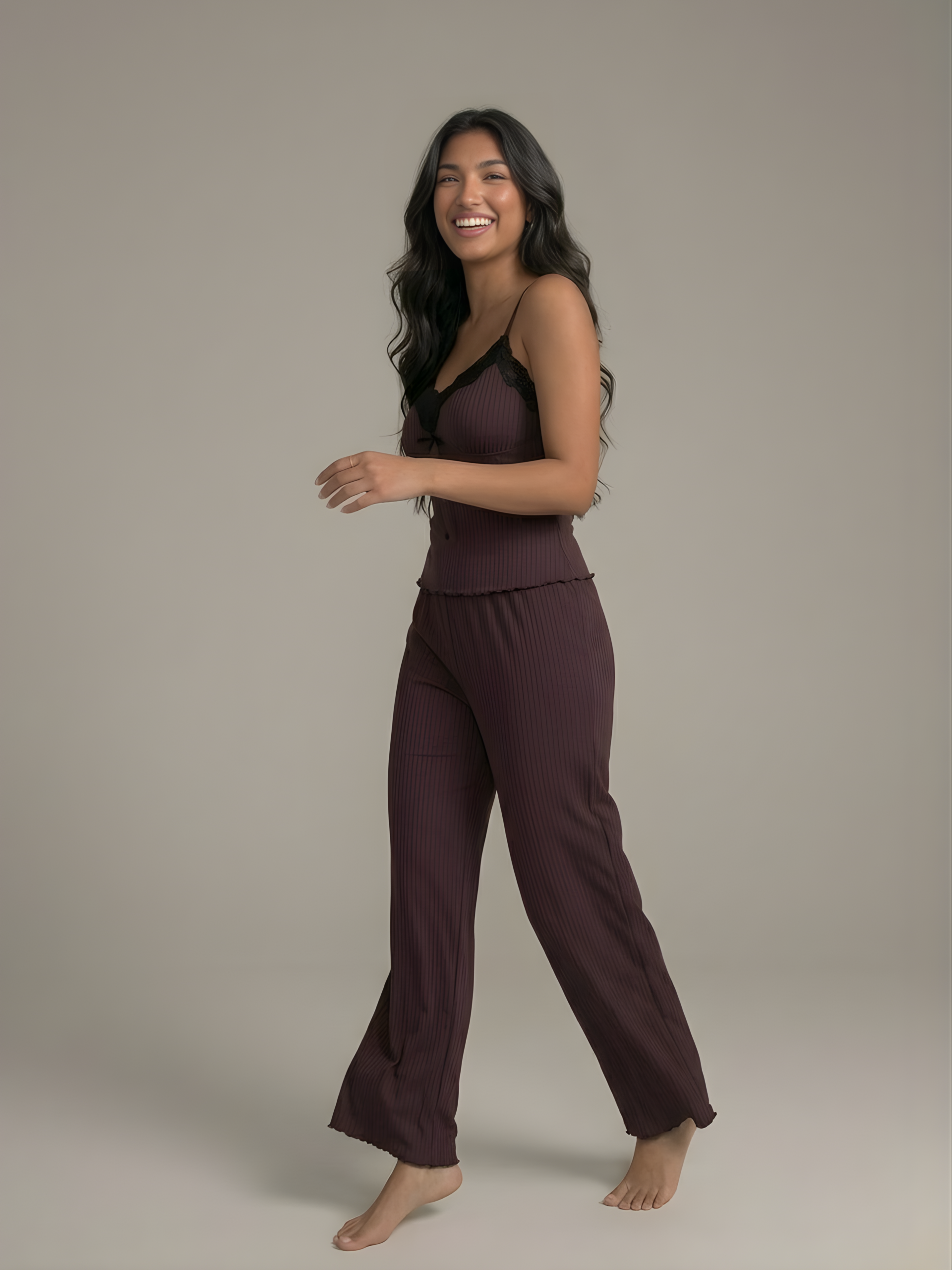 Espresso Ribbed Lounge Set