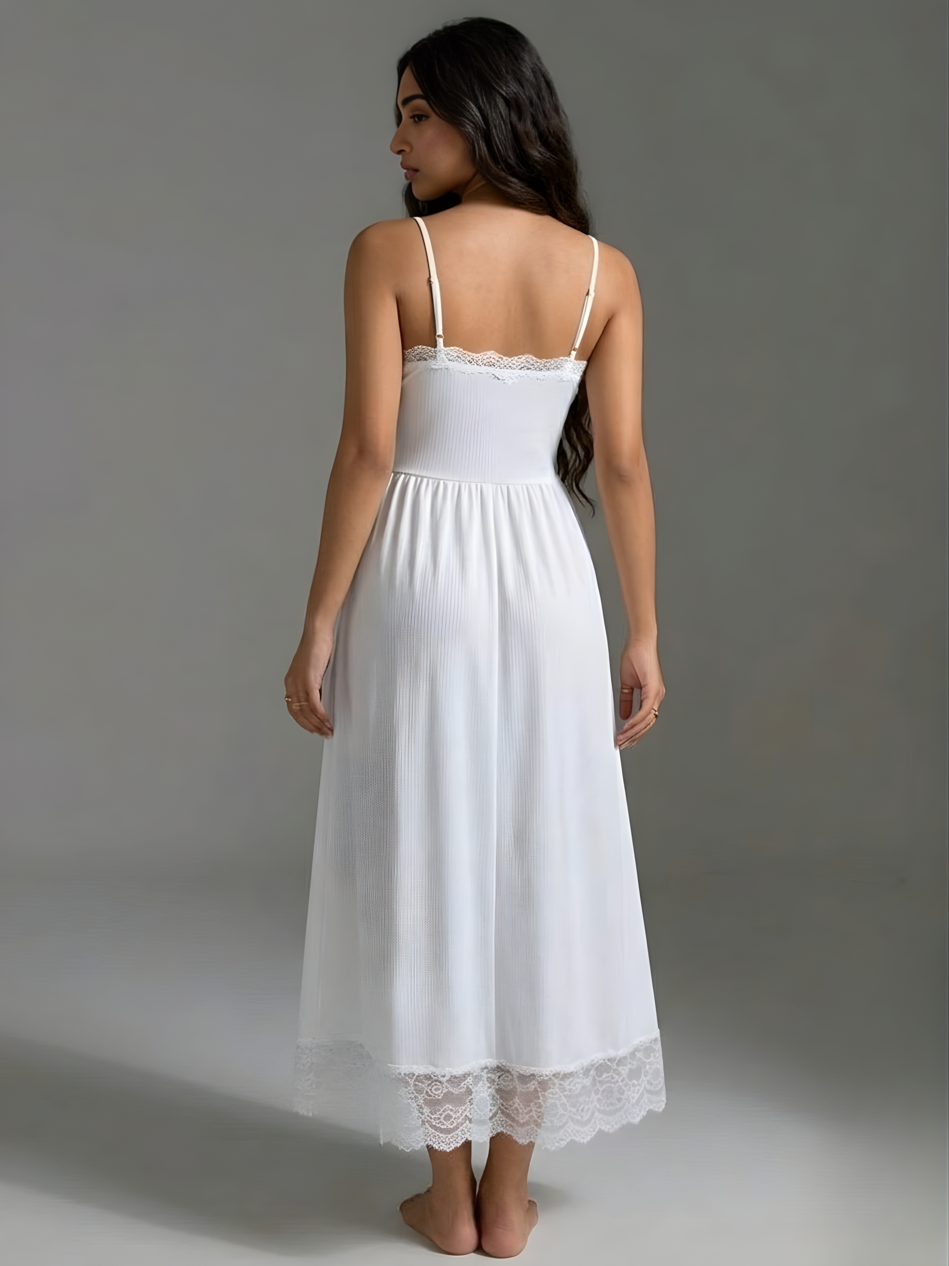 Ethereal Lace-Trim Nightgown