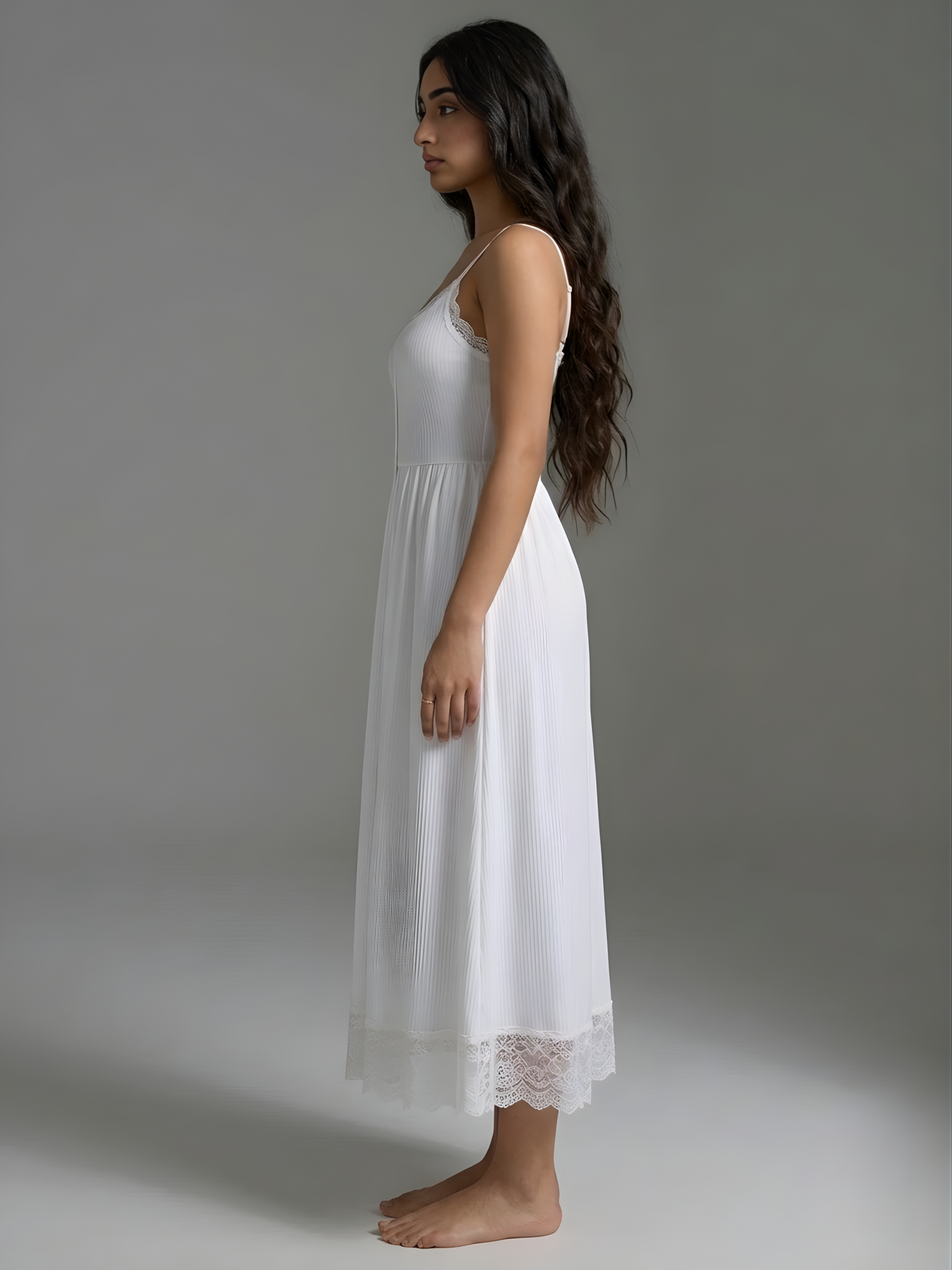 Ethereal Lace-Trim Nightgown