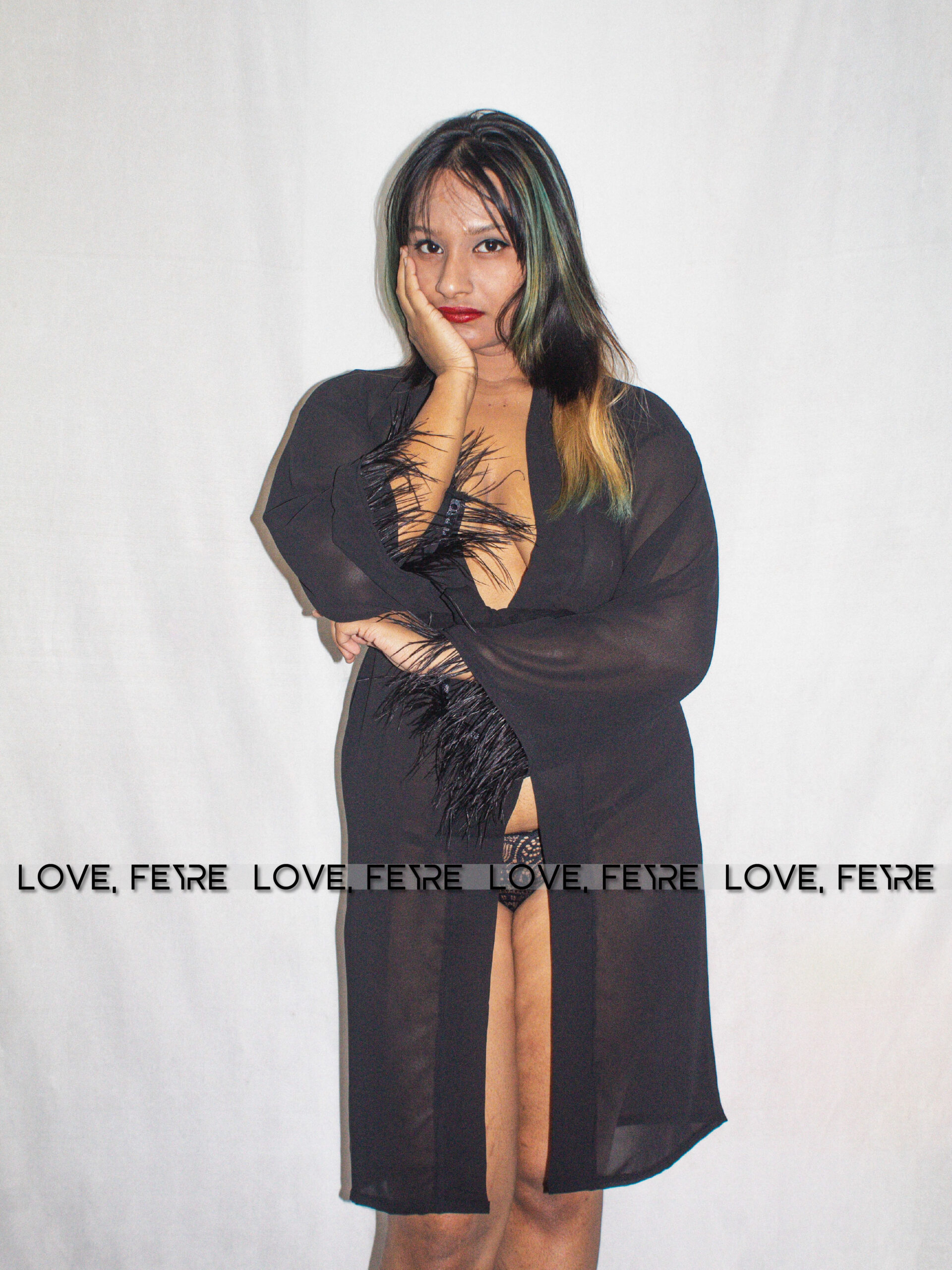 Midnight Plume Mesh Robe