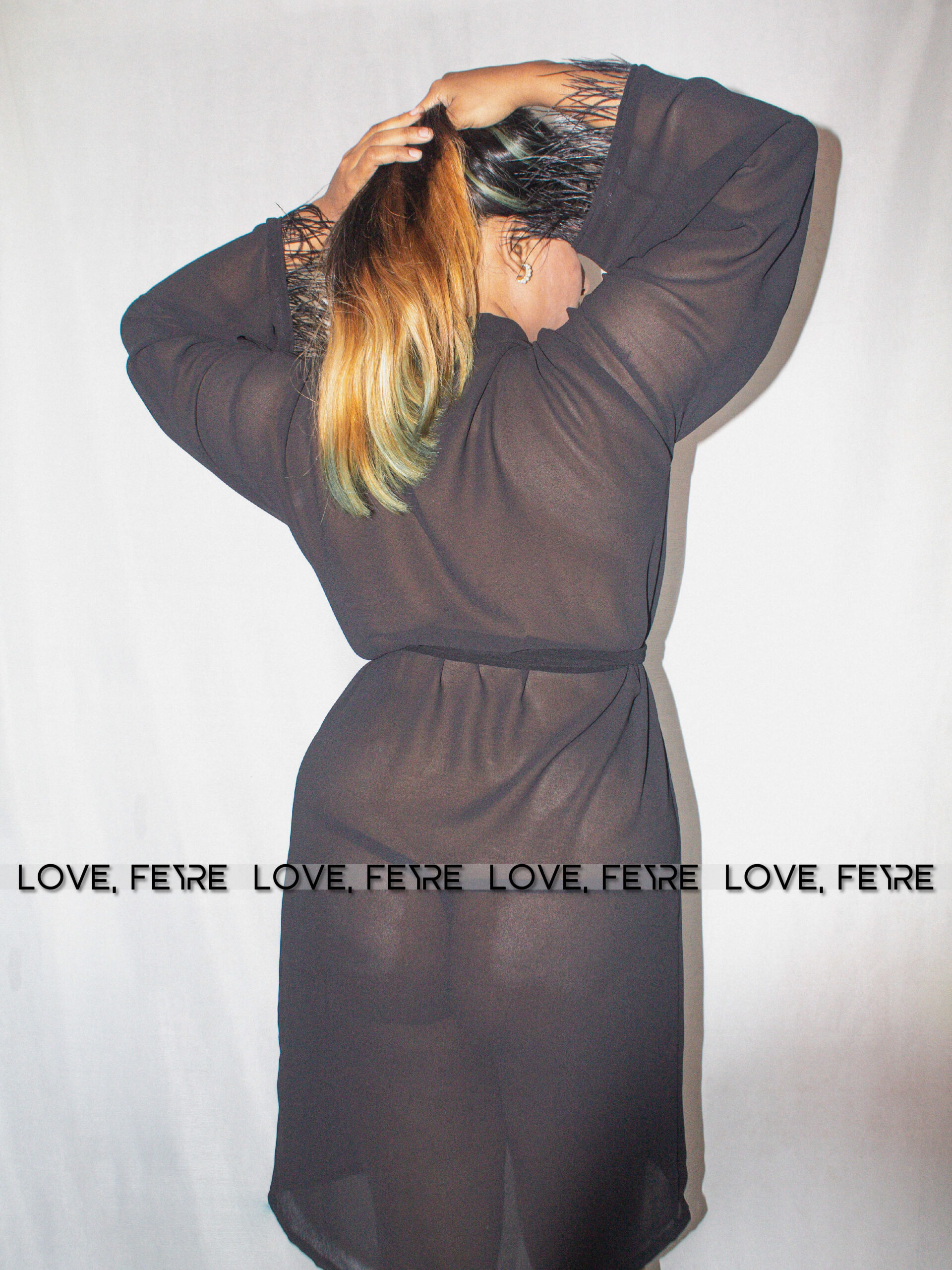 Midnight Plume Mesh Robe
