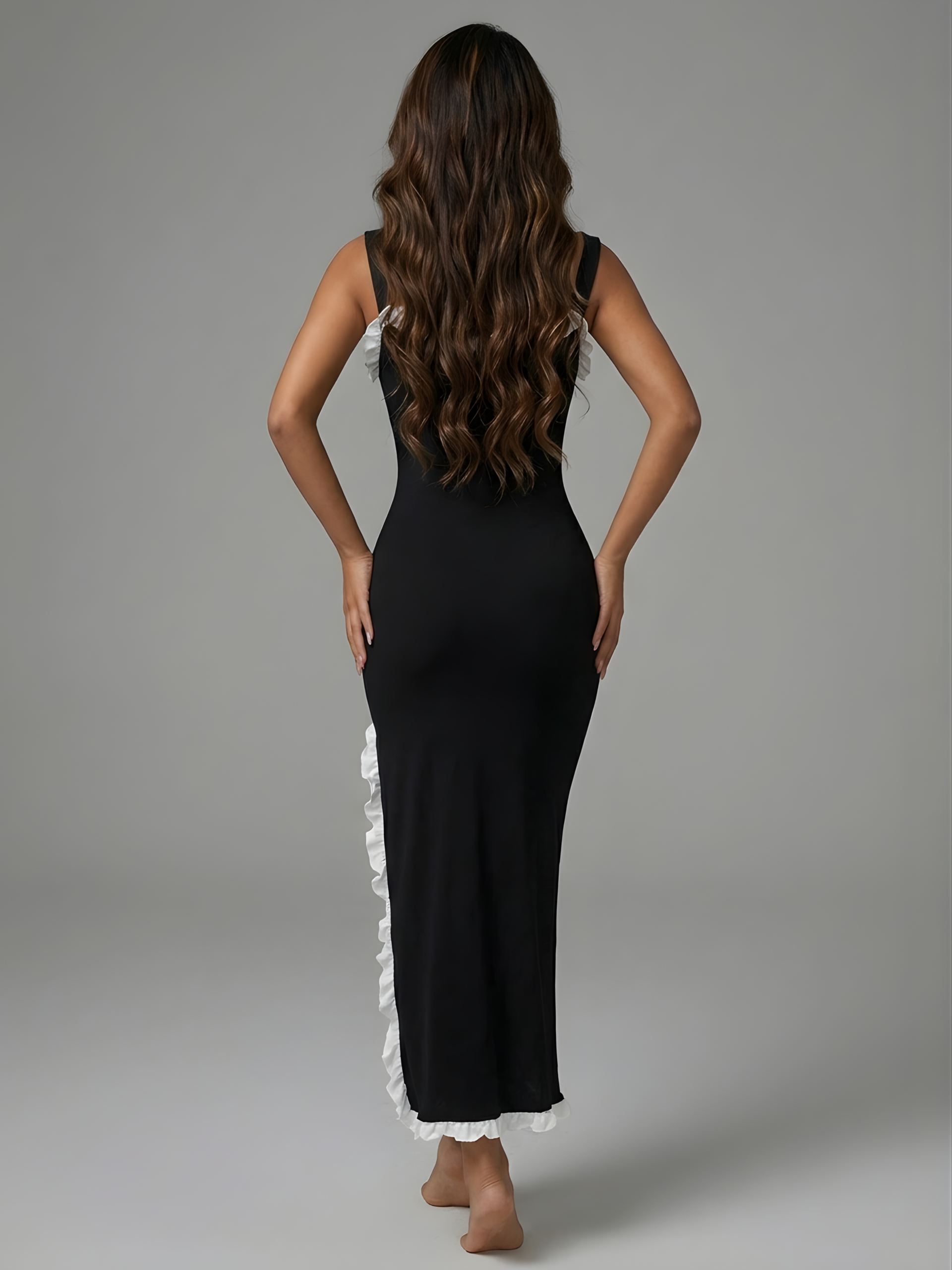 Noir Ruffle Maxi Dress