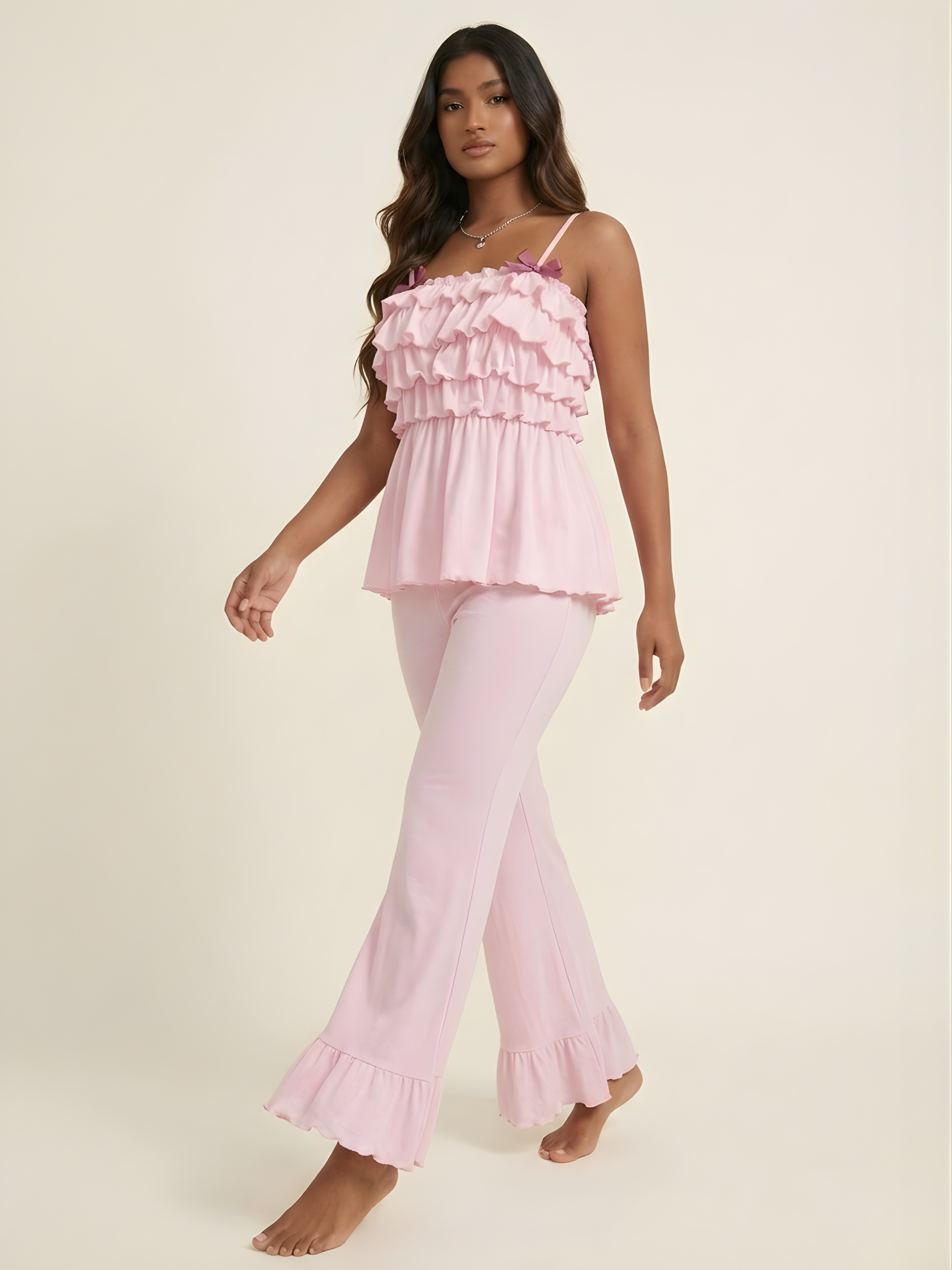 Pink Ruffle Babydoll Set