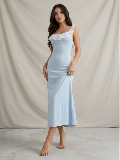 Powder Blue Lace Slip