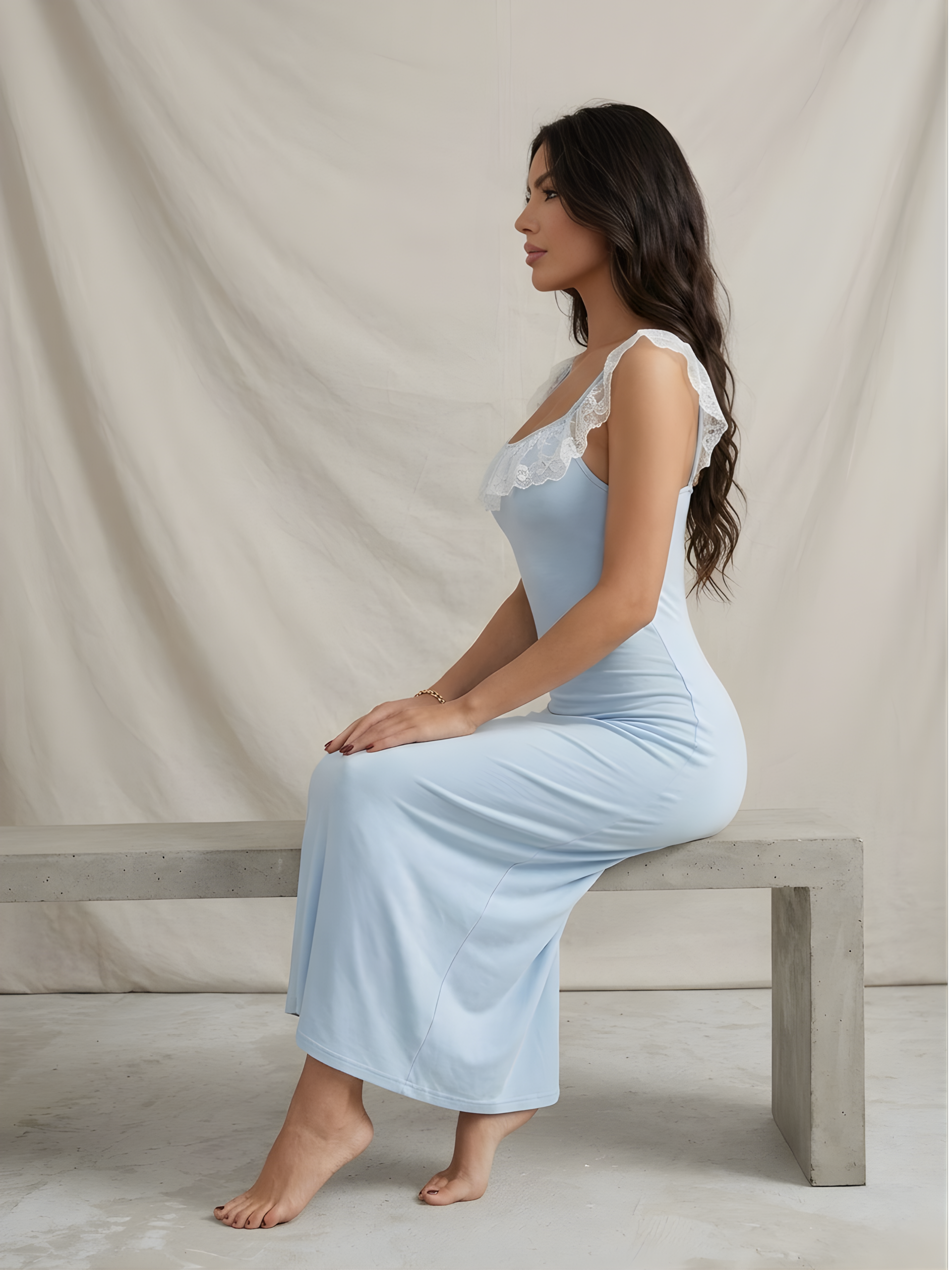 Powder Blue Lace Slip