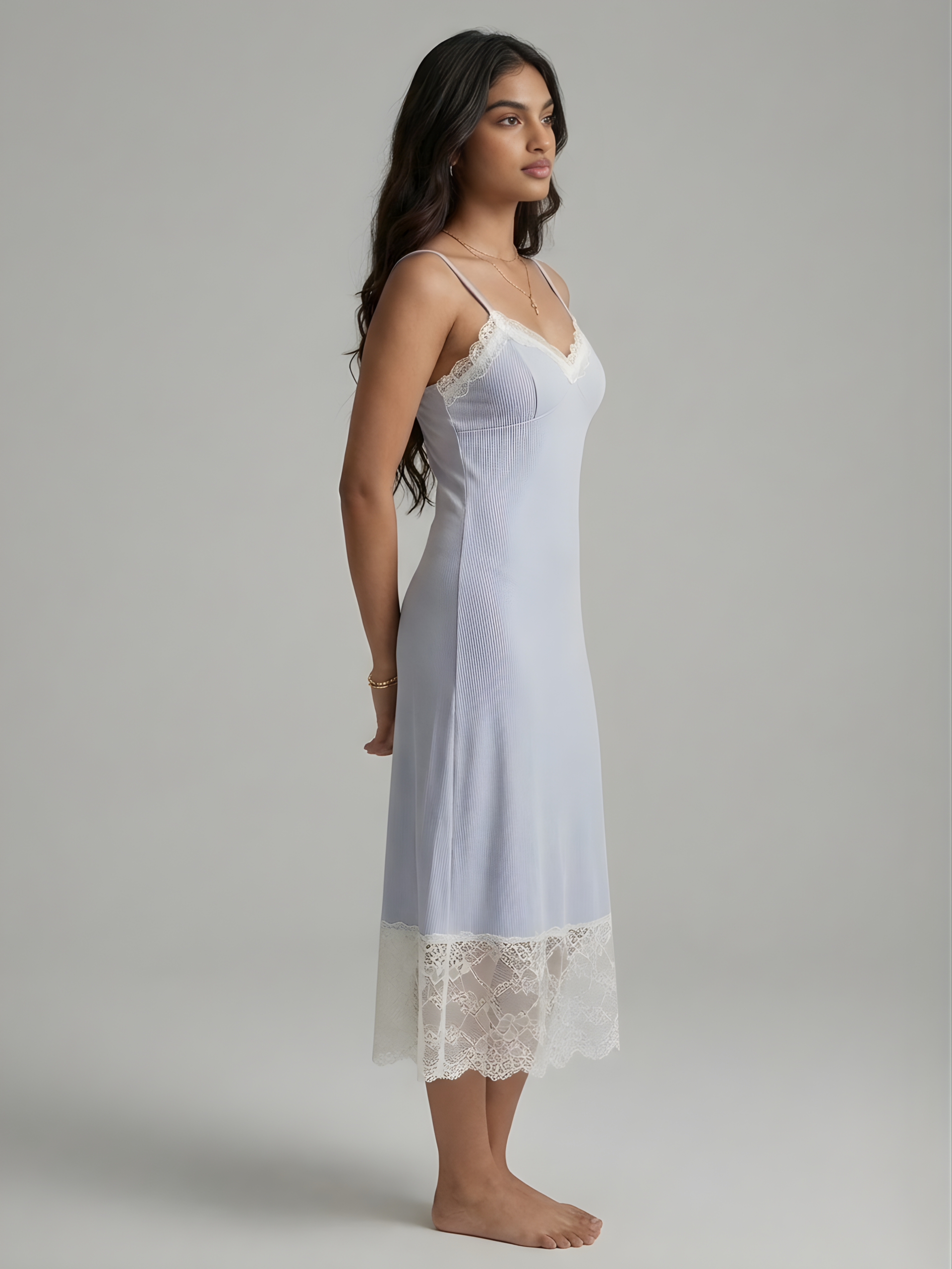 Powder Blue Ribbed Chemise