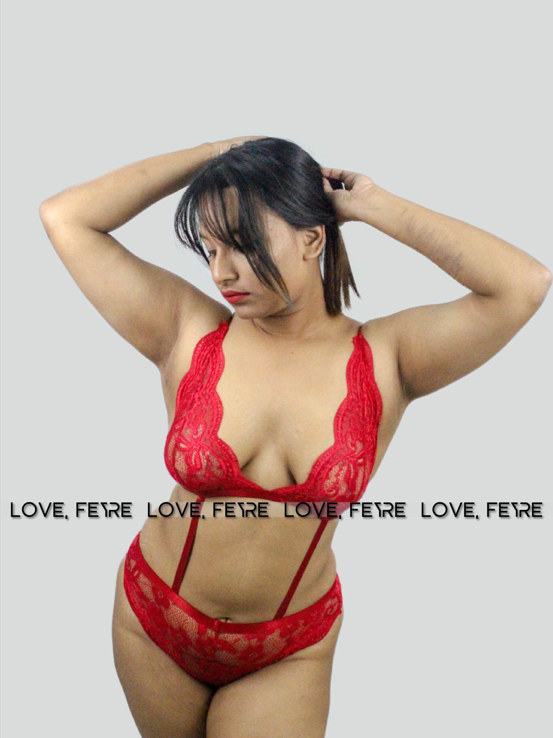 Scarlet Lace Cage Set