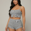 Slate Ribbed Ruched Set